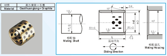JDB固體潤滑軸套標(biāo)準(zhǔn)公制尺寸表